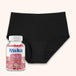 Stylish Beauty Bumper Bundle featuring TENA high-cut period briefs and Issviva Hair Skin &amp; Nails gummies, promoting comfort and beauty enhancement.