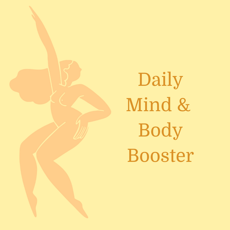 Abstract silhouette beside Daily Mind & Body Booster text, promoting Active & Energised Bumper Bundle with energy-boosting gummies and protective TENA Soft Cotton pants.