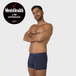 Man confidently models NEW TENA Men Protective Boxers, featuring a sleek design and Men’s Health LAB APPROVED 2025 seal for incontinence protection.